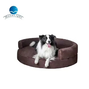 Lit pour chien en mousse à mémoire de forme orthopédique grand lit rond de luxe imperméable lavable pour animaux de compagnie