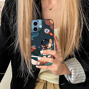 Coque de téléphone portable antichoc en TPU noir mat de luxe avec motif astronaute et ciel nocturne pour iPhone 15 Pro Max et 18 Pro Max - Product Image 5