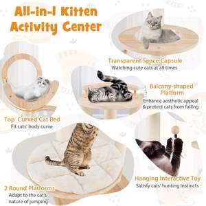 Moderne Luxe Kattenboom Mooie Houten Kattenmeubels Met Klassieke Stijl Scratcher En Kartonnen Huisdiermeubelen - Product Image 4