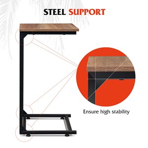 Mesa deslizante resistente en forma de C de madera de ingeniería y marco de <span class=keywords><strong>metal</strong></span> con almacenamiento abierto para sofá cama reclinable - Product Image 3
