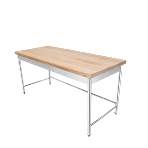 Restaurant <strong>Kitchen</strong> Customized Stainless Steel Cutting <strong>Table</strong> <strong>Prep</strong> <strong>Table</strong> American Commercial Work <strong>Table</strong> With Wooden Chopping Board - Product Image 3