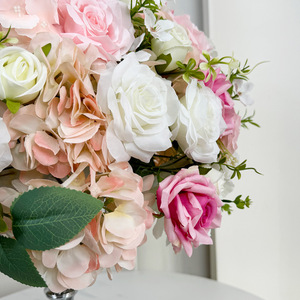Centres de table de mariage, décorations de table, boule de fleurs artificielle décorative, rose en soie, boule de fleurs violette, centres de table - Product Image 5