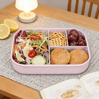 Boîte à lunch bento en silicone à quatre compartiments haute capacité, qualité alimentaire, sans BPA, avec couvercle micro-ondable