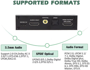 Extracteur audio HDMI SYONG EARC 4K60Hz, convertisseur HDMI 2.0 vers extracteur audio HDMI 18 Gbps avec 7.1CH Atmos <span class=keywords><strong>Toslink</strong></span> Coaxial - Product Image 4