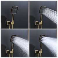 Ensemble de douche mural dissimulé en or brossé avec mitigeur chaud/froid intégré et pommeau de douche carré encastré au plafond