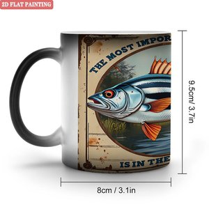 Mug en céramique noir givré 11 oz, tasse à changement de couleur activée par la chaleur, sublimation, blanc, pour design personnalisé - Product Image 1