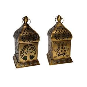 Faroles de Metal con patrón marroquí para decoración del hogar, faroles de vela de nuevo diseño, venta al por mayor, Ramadán - Product Image 1