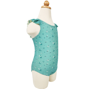 Nova Chegada Meninas One-Piece Swimwear Azul Floral Impressão Babado Ombros Crianças UPF50 + Praia Natação Maiô - Product Image 2