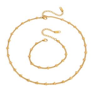Flower Necklace And <b>Bracelet</b> <b>Set</b> Stainless Steel Gold Plated Daily Wear Gift Jewelry For Women - Product Image 5