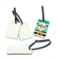 Étiquette de bagage moderne multifonction en cuir PU blanc personnalisable pour mariage, porte-carte d'identité et nom de voyage, idéale pour la sublimation