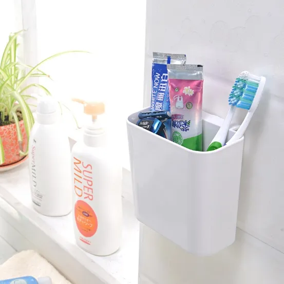 Wall mounted bathroom plastic storage rack shampoo holder cosmetic shower organizer wall shelf