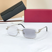 Lunettes de soleil de luxe vintage sans monture, carrées, avec verres dégradés UV400, de créateur, pour club et vacances, élégantes, à découpe diamant