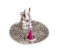 Brûleur d'encens rond en aluminium blanc HANDEI et porte-cône avec récupérateur de cendres pour aromathérapie et support Agarbatti