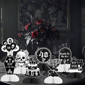 Centros <span class=keywords><strong>de</strong></span> Mesa <span class=keywords><strong>de</strong></span> Panal <span class=keywords><strong>de</strong></span> Abeja 'Muera conmigo en los 30' en Negro, Decoraciones 'Muera conmigo en los 30' <span class=keywords><strong>para</strong></span> Mesa, <span class=keywords><strong>Decoración</strong></span> Gótica <span class=keywords><strong>para</strong></span> el 40.º <span class=keywords><strong>Cumpleaños</strong></span> <span class=keywords><strong>para</strong></span> Mujeres - Product Image 4