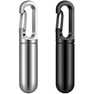 Porte-clés de petite boîte à pilules de poche, conteneur de pilule de voyage étanche Portable en acier inoxydable porte-clés mignon porte-pilule