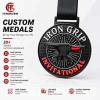 Médaille de récompense en métal forgé de haute qualité, personnalisée en usine, avec texture 3D, pour événements de fitness et de powerlifting
