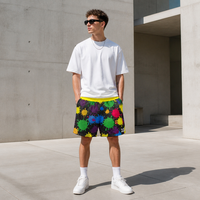 Shorts en maille RAMAX personnalisés à imprimé éclaboussures colorées, respirants, épais, style streetwear, pour le basketball, vente en gros, usine OEM