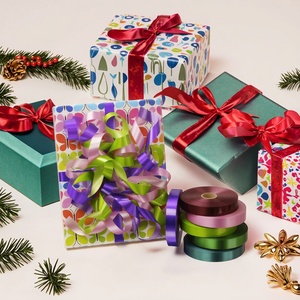 Solid PP Ribbon <b>Christmas</b> Mother's Day Matte Metallic Holographic Printed Plastic Ribbon Roll - Product Image 4