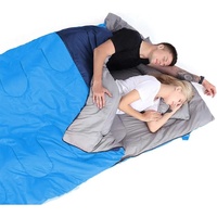 Sac de couchage familial chaud et gonflable à capuche, double largeur, trois saisons, imperméable en polyester pour le camping
