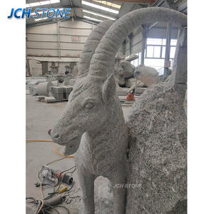 Statue d'animal en pierre de granit gris <span class=keywords><strong>naturel</strong></span> sculptée à la main G603 Sculpture de chèvre décorative d'extérieur - Product Image 6