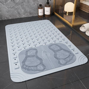 Tapis antidérapant pour salle de bain, tapis de massage pour les pieds en TPE rectangulaire, tapis de douche imperméable, tapis de toilette, couleur unie, design minimaliste - Product Image 1