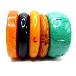 New Classic Colorful Resin Bangle Set Round Floral Tiger Print Hand-Painted Folk Art <b>Bracelets</b> for Home Decoration Party Woman - Product Image 6