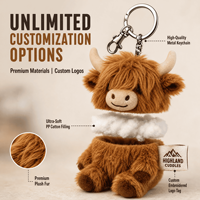 Fabricant de porte-clés en peluche vache des Highlands personnalisés OEM ODM, vente en gros de pendentifs de sac en peluche moelleux, approvisionnement direct usine