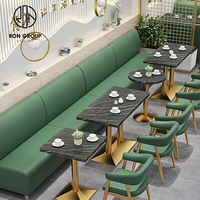 Ensemble de meubles de restaurant, canapé, banc, table, chaise, style café, restauration rapide, carré, commercial, marbre, rond, cuir