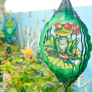 Molinillos de Viento con Diseño de Ranas de Skateboard de 12 Pulgadas, Decoración de Jardín, Molinillo de Viento con Ilusión Holográfica, Flor de Fuego - Product Image 4