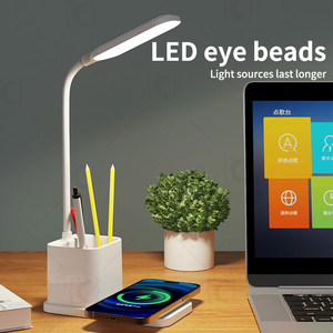 Lampe de bureau moderne à LED avec chargement sans fil Support flexible <span class=keywords><strong>pour</strong></span> stylo en <span class=keywords><strong>PC</strong></span> Alimentation rechargeable à gradation à 3 vitesses <span class=keywords><strong>pour</strong></span> la lecture - Product Image 6