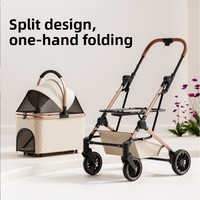 Poussette pour animaux de compagnie Lanka avec roues, panier amovible pour chats et chiens, légère, pliable, en acier carbone, pour petits/moyens animaux