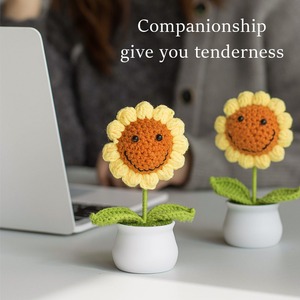 Plantas de Girasol Tejidas a Mano Personalizadas, Adorno de Rosa Simulada con Hilo Terminado, Regalo Festivo - Product Image 4