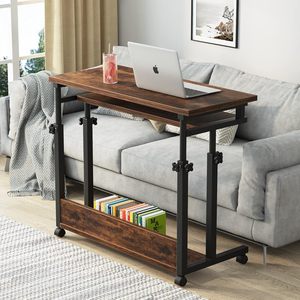 Chariot <span class=keywords><strong>mobile</strong></span> pour ordinateur portable réglable en hauteur, servant de bureau portable pour travailler debout près des canapés et des lits. Avec <span class=keywords><strong>plateau</strong></span> de clavier escamotable. - Product Image 6