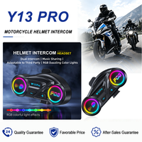 Casque Intercom Moto Y13 PRO Double Chipset 6.0, Casque Audio Sans Fil BT, Partage de Musique, Effet Lumineux Mixte, Radio FM