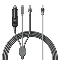 Cable de Datos 3 en 1 para Cargador de Coche, Cable de Alimentación Tipo C DC, Enchufe para Encendedor de Cigarrillos de 12V 24V para Coches, Autocaravanas y Camiones