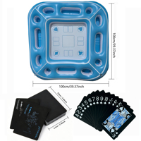 Schwimmender Pooltisch mit Getränkehaltern, Wasserdichte Karten für Poolspiele für Erwachsene, Pool-Schwimmspiele - Perfekt für Snacks und Getränke