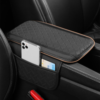 Coussin de console central en cuir écologique perforé avec poche pour téléphone, compatible BMW Toyota Honda
