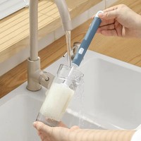 Tête de brosse pour bouteille en mousse haute densité, manche long réglable jusqu'à 15,4 pouces, conception suspendue, brosse de nettoyage pour bouteille d'eau