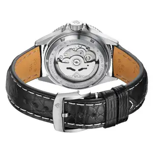 High quality sapphire luminous effect waterproof crocodile strap men mechanical stainless steel Watch