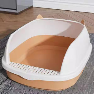 Caja de arena para gatos grande de plástico al por mayor con nuevo material PP fácil de limpiar características de entrenamiento nuevos accesorios para limpiar inodoro para gatos - Product Image 1