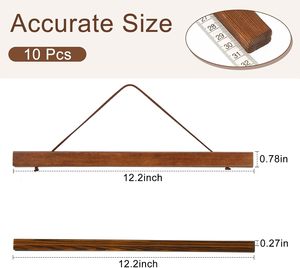 Hot Bán Bằng Gỗ Thanh Nam Châm Áp phích Móc Áo Khung Thông Gỗ Từ Đường Ray Treo Khung Với Sợi Dây Thừng Cho Hình Ảnh Hình Ảnh In Bản Đồ - Product Image 3