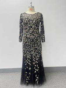 Lüks artı boyutu abiye zarif uzun kollu pullu nakış uzun parti elbise kadınlar için balo kıyafetleri kadınlar - Product Image 4