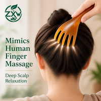 Peigne de massage du cuir chevelu à 5 griffes en résine, masseur de tête pour le soulagement du stress et le massage des méridiens, couleur ambre jade, outil de thérapie manuel