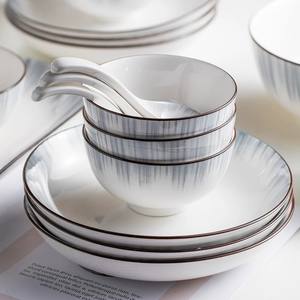 Juego de <span class=keywords><strong>vajilla</strong></span> de cerámica nórdica para el hogar, cuencos creativos para arroz, sopa, juego completo de platos, venta al por mayor - Product Image 3