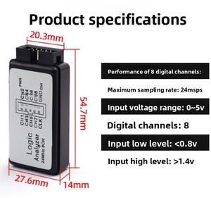 8-kênh USB <span class=keywords><strong>Logic</strong></span> <span class=keywords><strong>Analyzer</strong></span> 24MHz cho UART I2C SPI giao thức giải mã <span class=keywords><strong>Arm</strong></span> <span class=keywords><strong>Fpga</strong></span> <span class=keywords><strong>MCU</strong></span> gỡ lỗi mã nguồn mở tương thích - Product Image 3