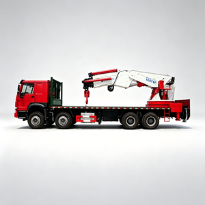 Grúa hidráulica articulada de brazo plegable HOWO 8x4 de 60T para camión, grúa montada en camión para construcción de ingeniería. - Product Image 1