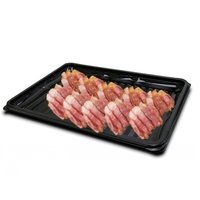 PP noir rectangulaire jetable emballage alimentaire récipient en plastique grand plateau alimentaire pour viande buffet plateau de service pour la fête