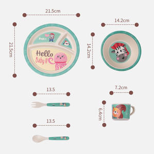 Juego de <span class=keywords><strong>vajilla</strong></span> de <span class=keywords><strong>melamina</strong></span> de fibra de bambú sin BPA de dibujos animados lindo para niños <span class=keywords><strong>vajilla</strong></span> de plato de cerámica redonda con características portátiles - Product Image 6