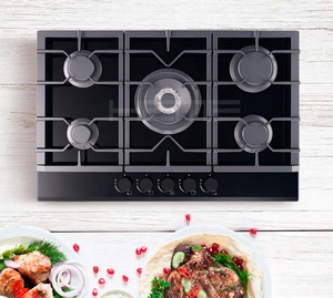 Built in Kitchen Cooker Gas <b>Stove</b> Supplier Glass 5 Burner With Wok Burner - Product Image 2
