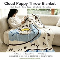 Tapisserie Nuage Mignon Chiot Bleu Bébé Crème Cacao Beurre Doux Moelleux Confortable Épais Doux et Doux pour Canapé Sieste Après-midi